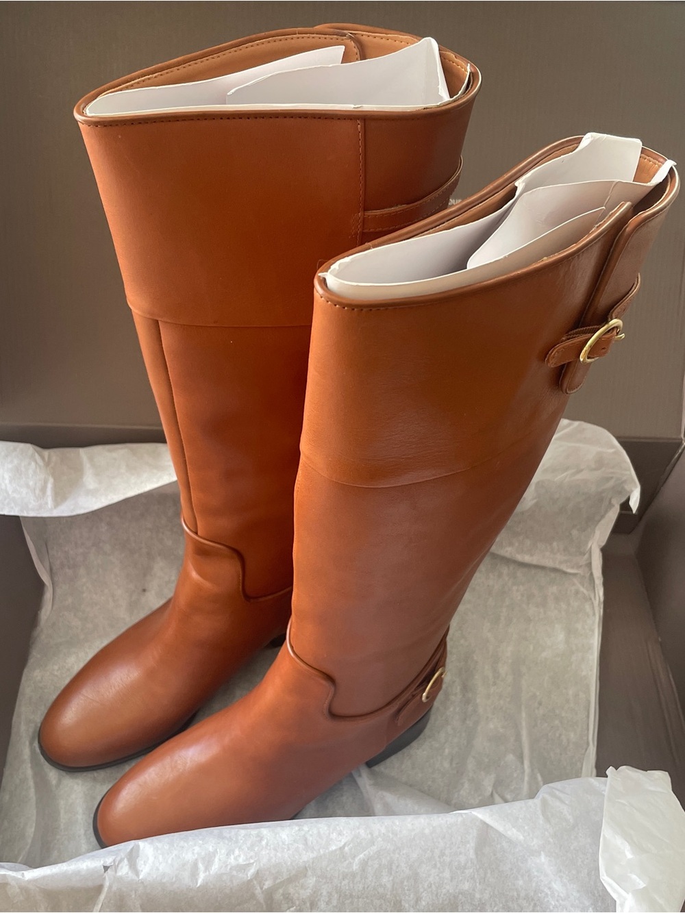 Franco Sarto Tall Riding Boots in Cognac